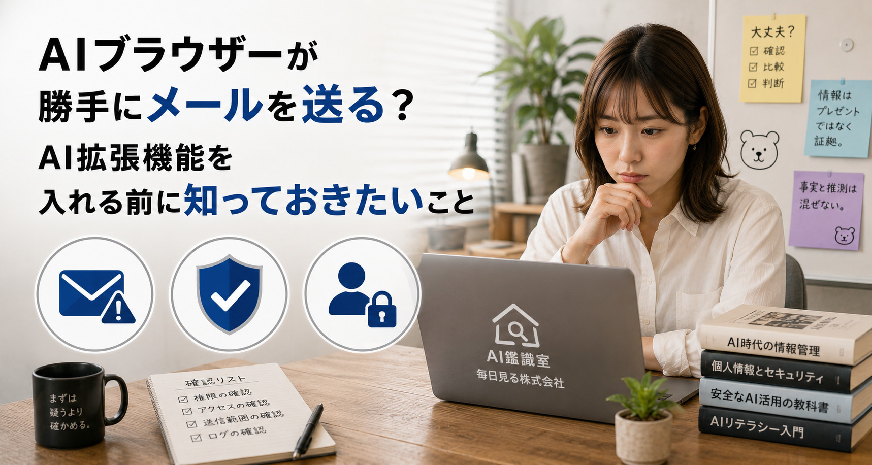 AIブラウザー拡張機能を導入する前に権限を確認するイメージ