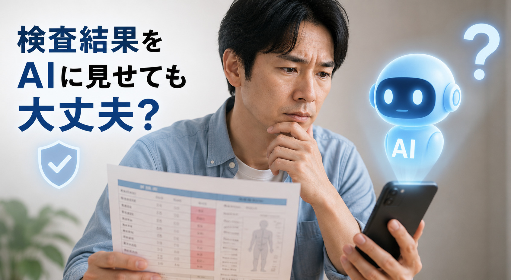 健康診断結果をもとにAIと医師への質問事項を整理するイメージ