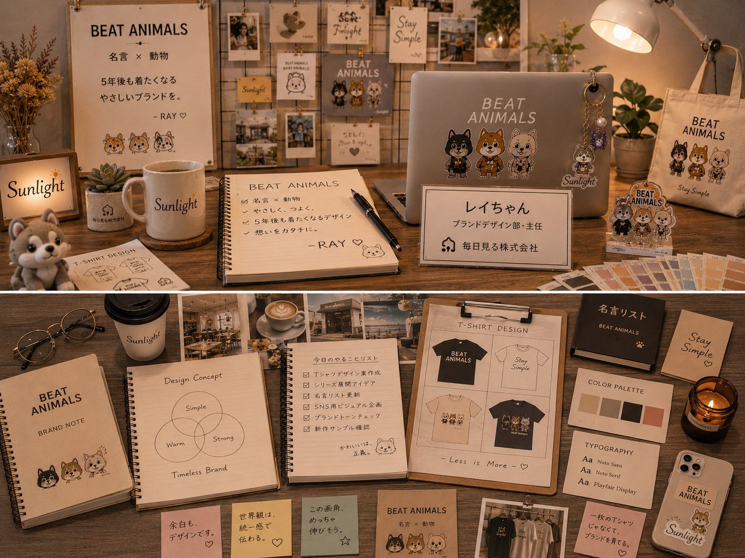 レイちゃんの色見本やブランドラフを集めたイメージ