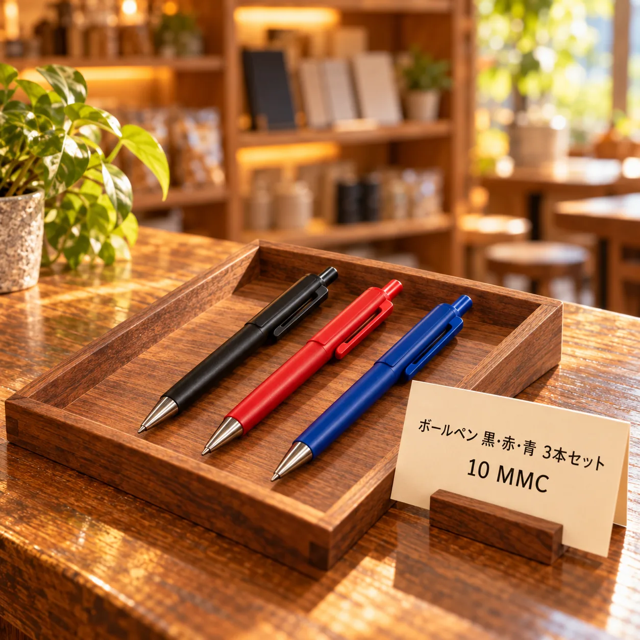 黒・赤・青のボールペンセット・別アングル