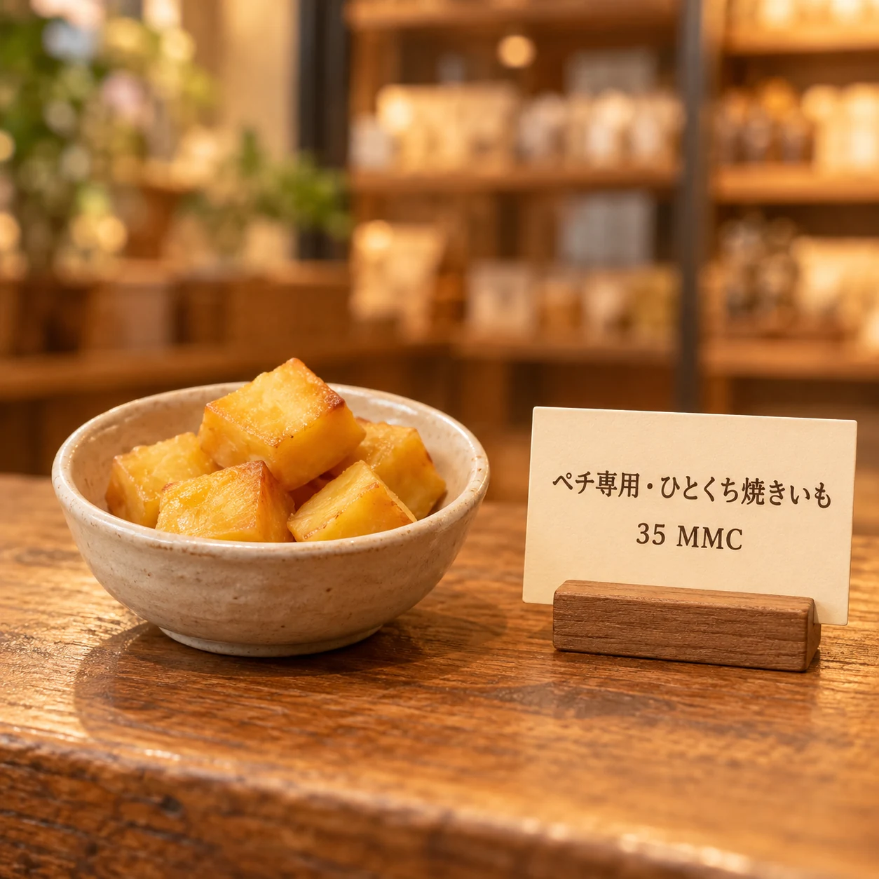 味付けなしで皮をむき、小さく切ったペチ専用の焼きいも